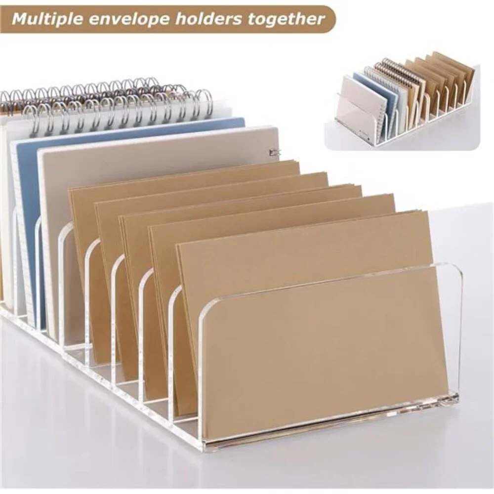 Clear Desktop File Organizer 5 Compartments Acrylic Office Document Mail Holder